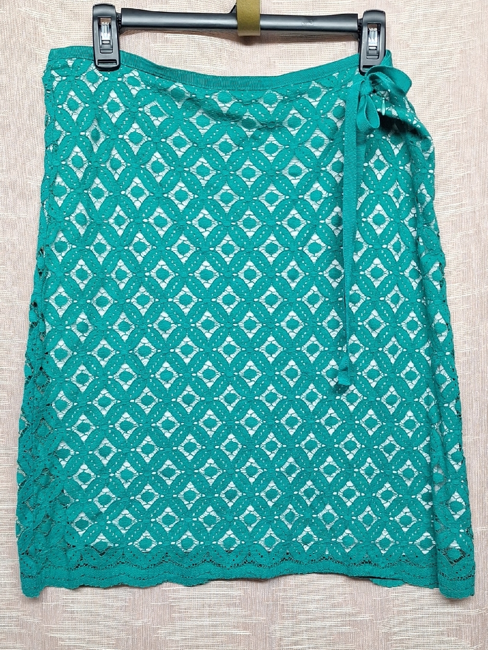 Max Studio Teal Crochet Skirt with Side Tie